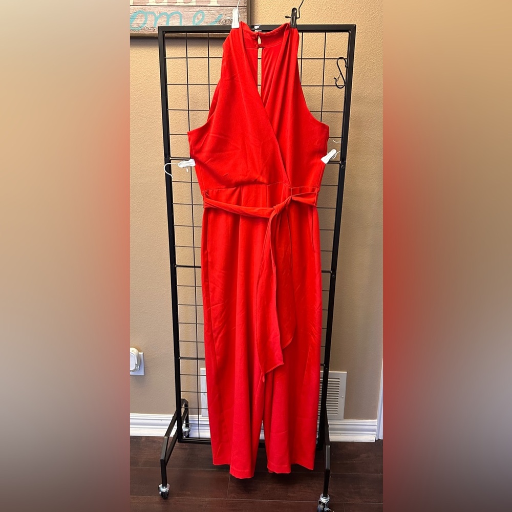 Julia Jordan | Red Halter Sleeveless Jumpsuit